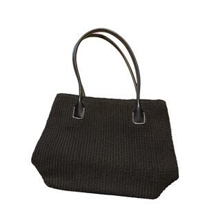 Liz Claiborne Black Basket Weave Woven Shoulder Bag Purse Handbag